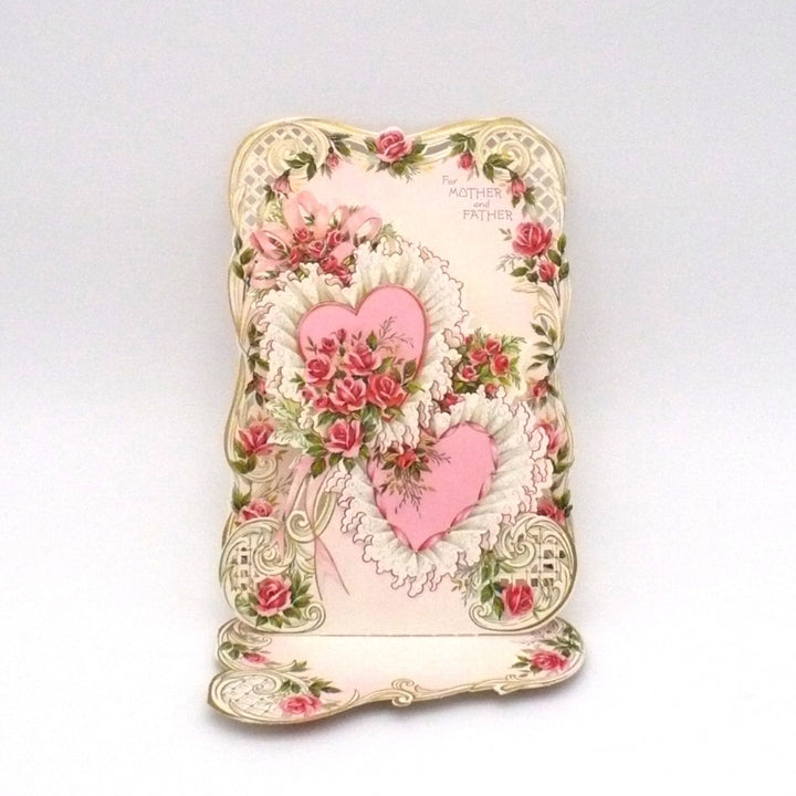1970s 3D Pop-Up Valentine's Day Card, Mother & Father Vintage Hallmark.