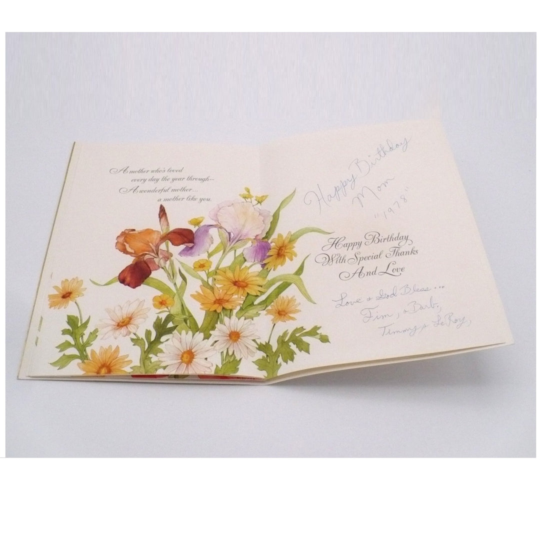 1970s Flocked Velvet Window Mother's Birthday Card by Hallmark