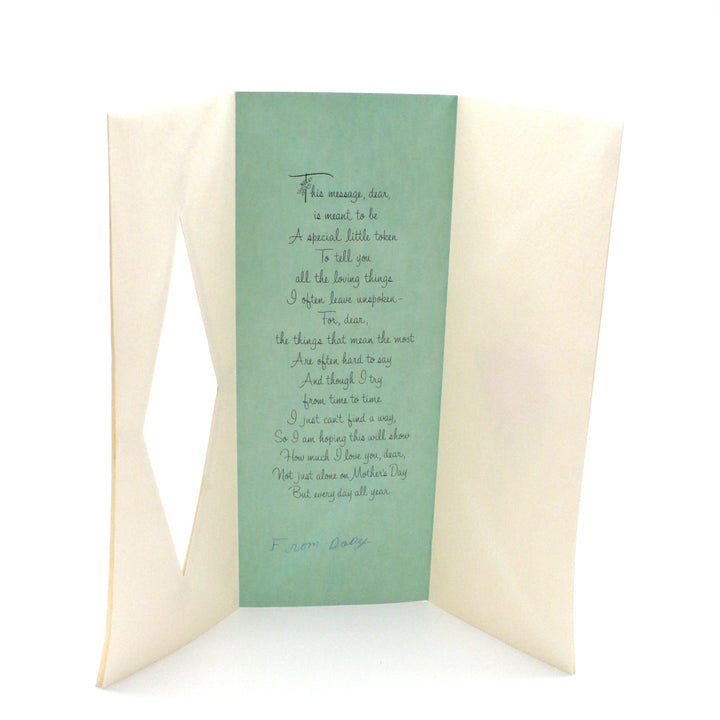 Interior 1960s Jumbo Vintage Mother’s Day Card for Wife w/ Glitter by Gibson.