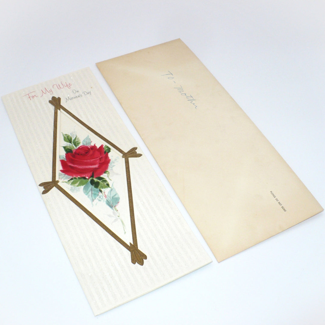 1960s Jumbo Vintage Mother’s Day Card for Wife w/ Glitter by Gibson. and envelope