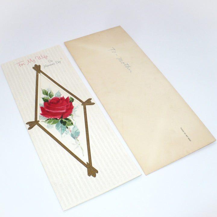 1960s Jumbo Vintage Mother’s Day Card for Wife w/ Glitter by Gibson. and envelope
