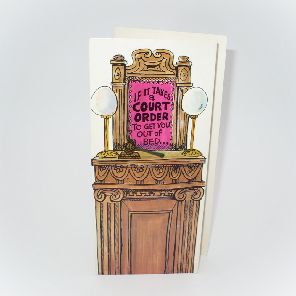 1970s "Here Comes The Judge" in Courtroom Vintage Get Well Card.