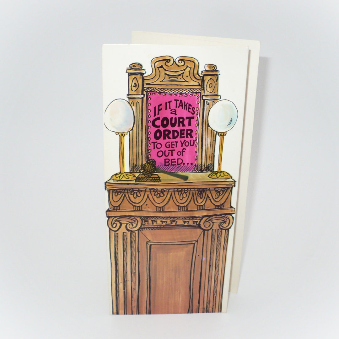 1970s "Here Comes The Judge" in Courtroom Vintage Get Well Card.
