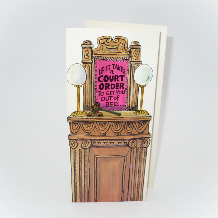 1970s "Here Comes The Judge" in Courtroom Vintage Get Well Card.