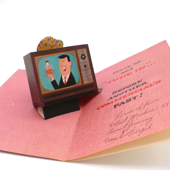 1960s Pop-Up 3D TV Vintage Get Well Card.