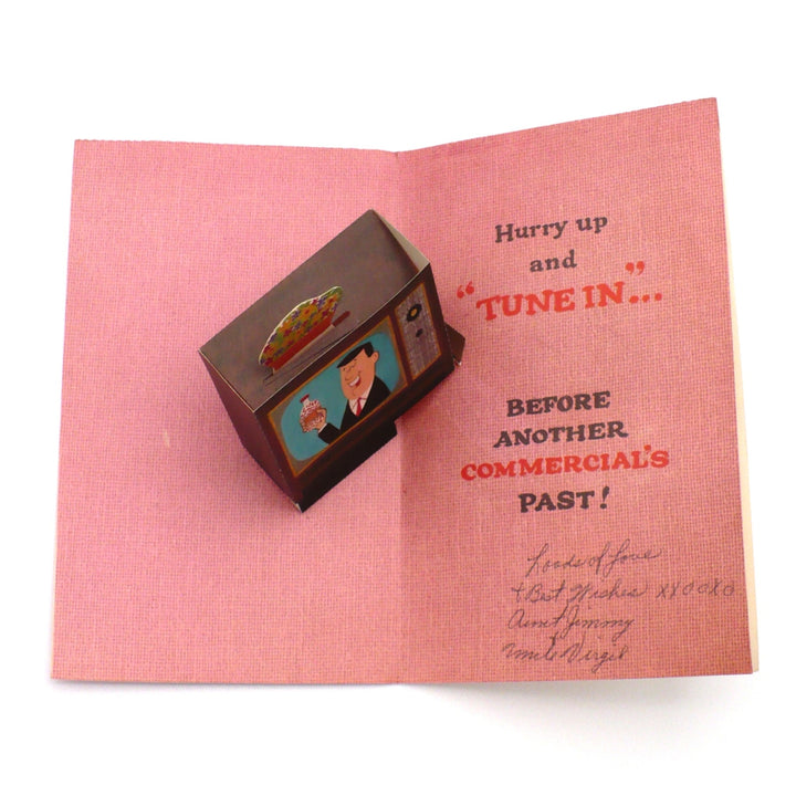 1960s Pop-Up 3D TV Vintage Get Well Card.