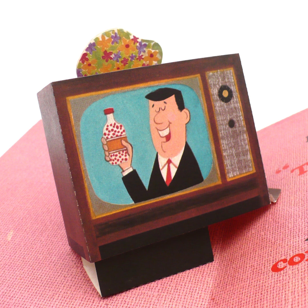 1960s Pop-Up 3D TV Vintage Get Well Card.