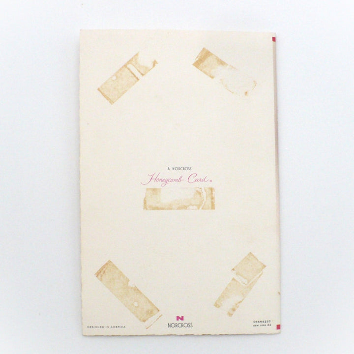 1960s Kitten in Hot Air Balloon Vintage Pop-Up Honeycomb Christmas Card.