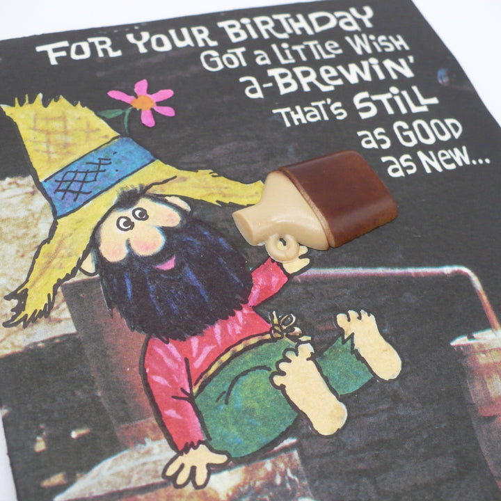 1970s Hillbilly Birthday Card w/ 3D Moonshine Jug.