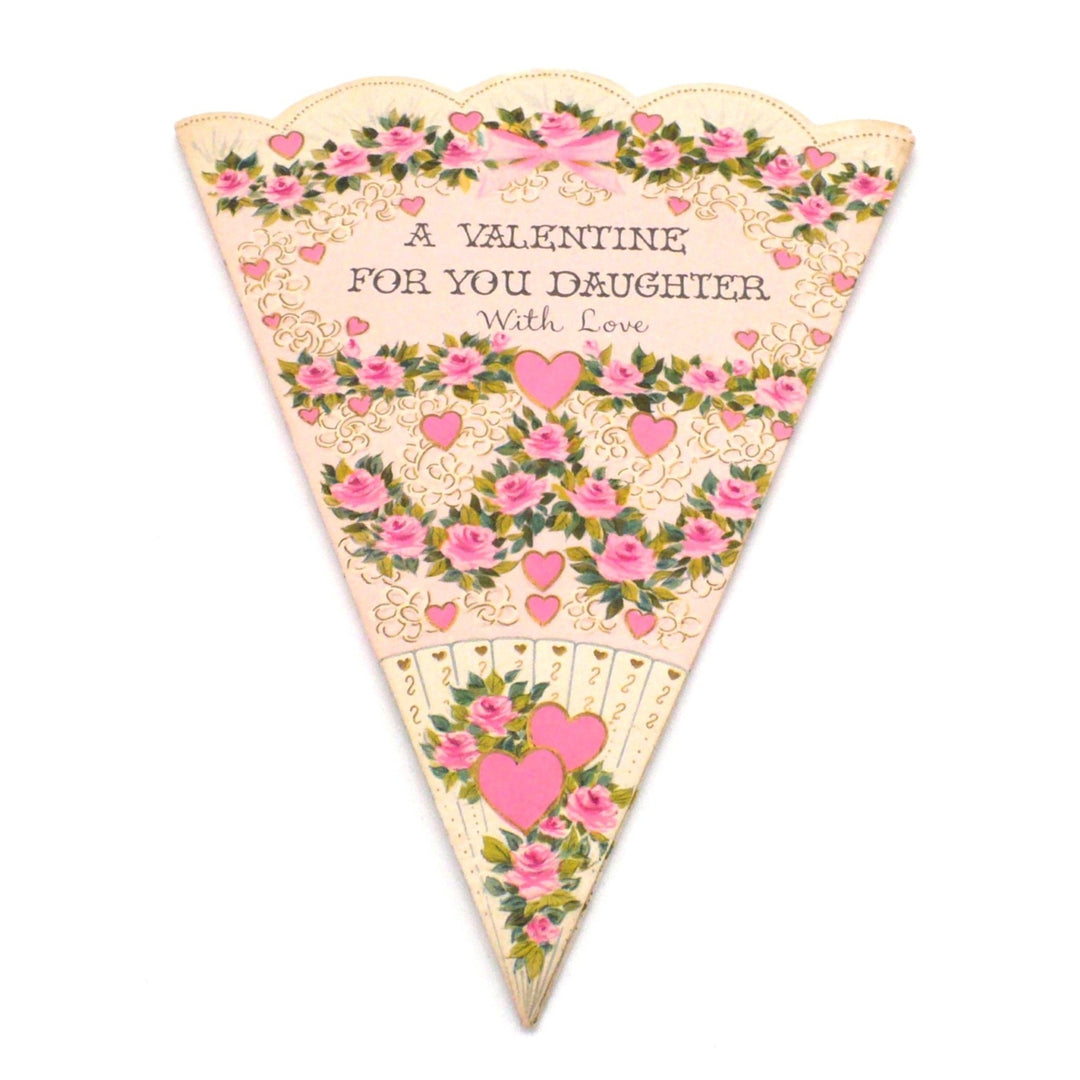 1960s Vintage Circular Fan Valentine For Daughter Greeting Card by Hallmark