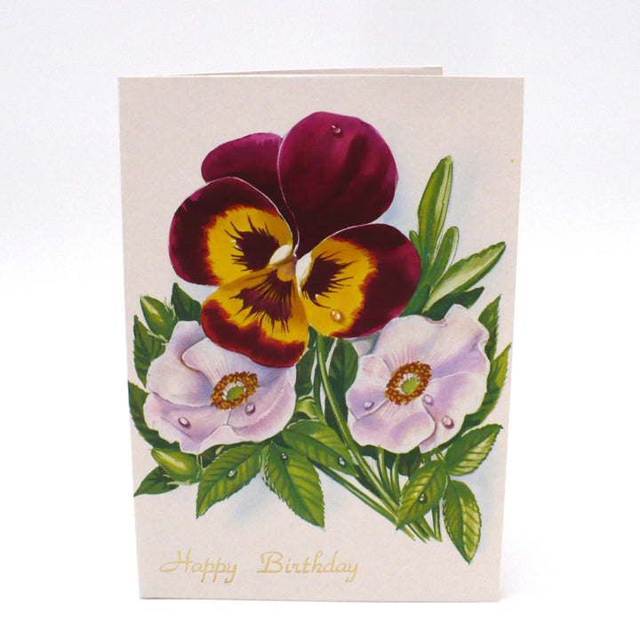 1970s Pansies & Roses 3D Pop-Up Bouquet Birthday Card by Moser.