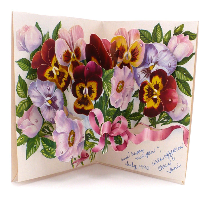1970s Pansies & Roses 3D Pop-Up Bouquet Birthday Card by Moser.