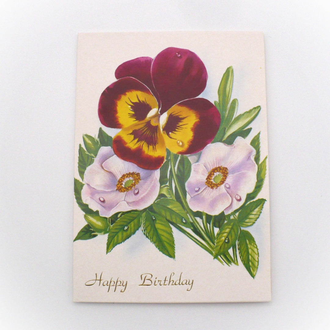 1970s Pansies & Roses 3D Pop-Up Bouquet Birthday Card by Moser.