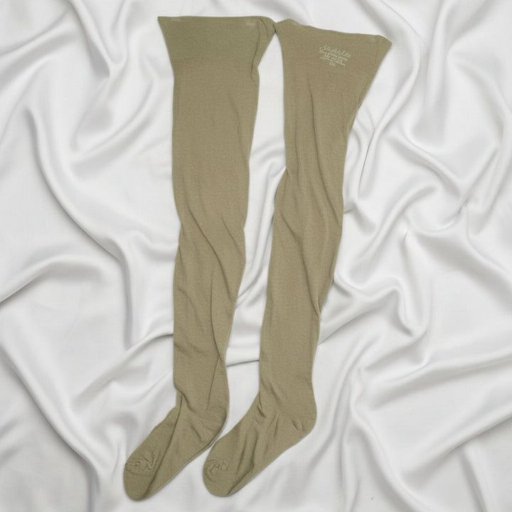 Vintage 1960s Maid Uniform Plus Size Thigh High Cotton Stockings.