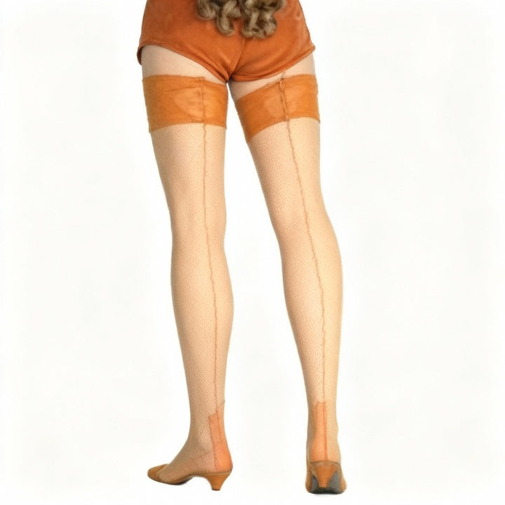 1920s Slender Silk Mesh Stockings, Tall 10x30