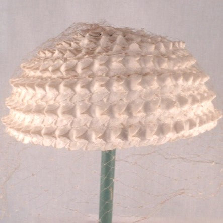 1960s Vintage White Ribbonwork Pillbox Hat