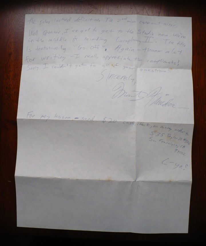 1988 Marty Friedman Handwritten Letter.