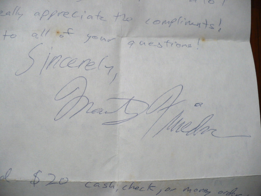 1988 Marty Friedman Handwritten Letter with signature enlarged.