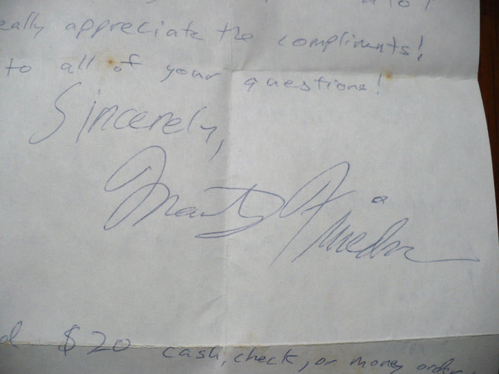 1988 Marty Friedman Handwritten Letter with signature enlarged.