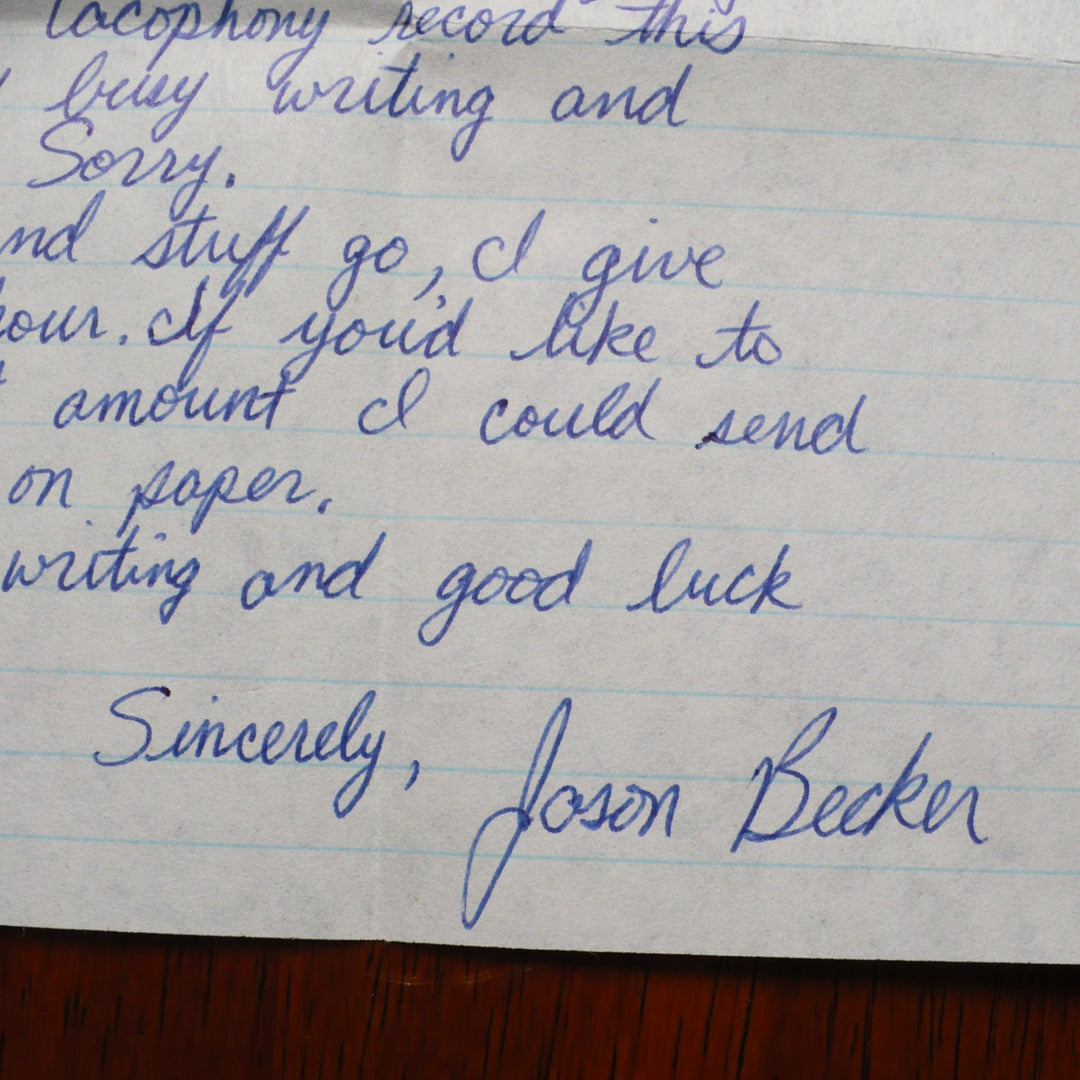 1988 Jason Becker Handwritten Letter - Cacophony 'Go Off!' Recording Era, enlarged signature.