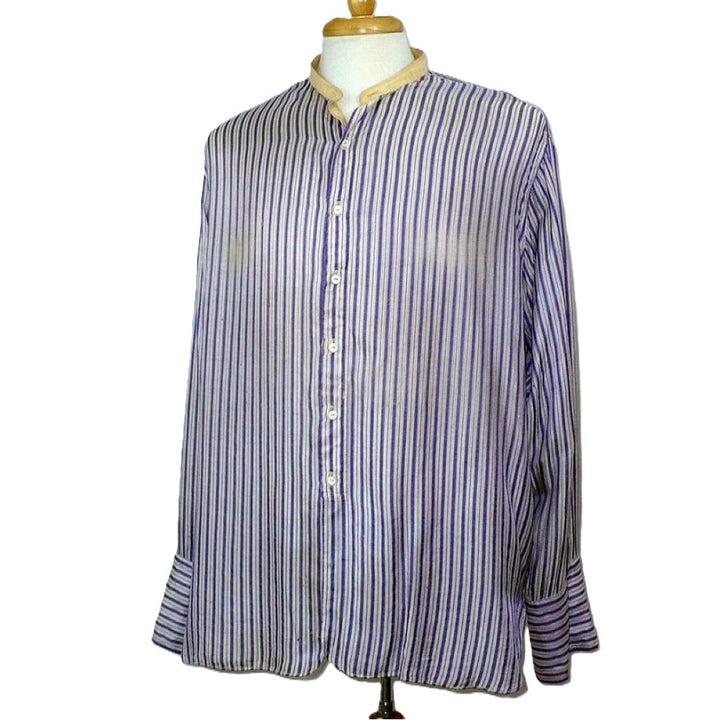 1909 Edwardian to 1920s Men's Silk Shirt 2XL