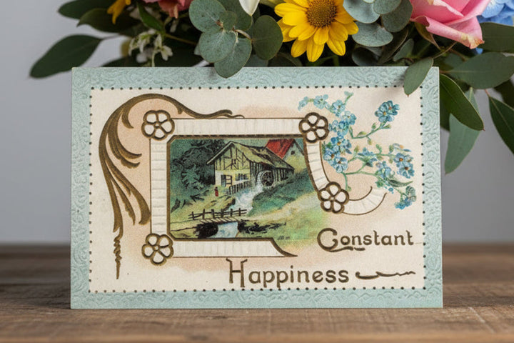 1912 Wishes For Constant Happiness Postcard
