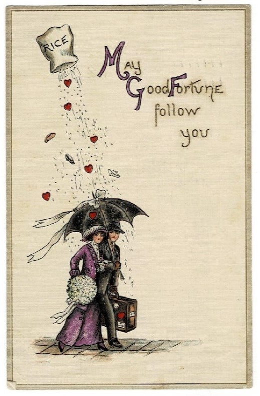 1914 Wedding Congratulations Vintage Postcard
