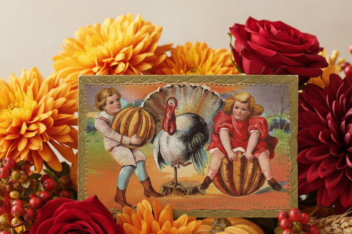 1911 Thanksgiving Turkey & Pumpkin Playtime