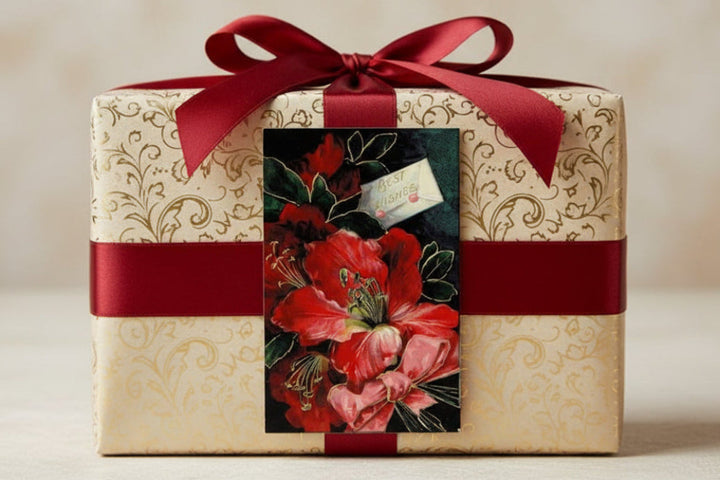 1909 Gilded Red Hibiscus Best Wishes