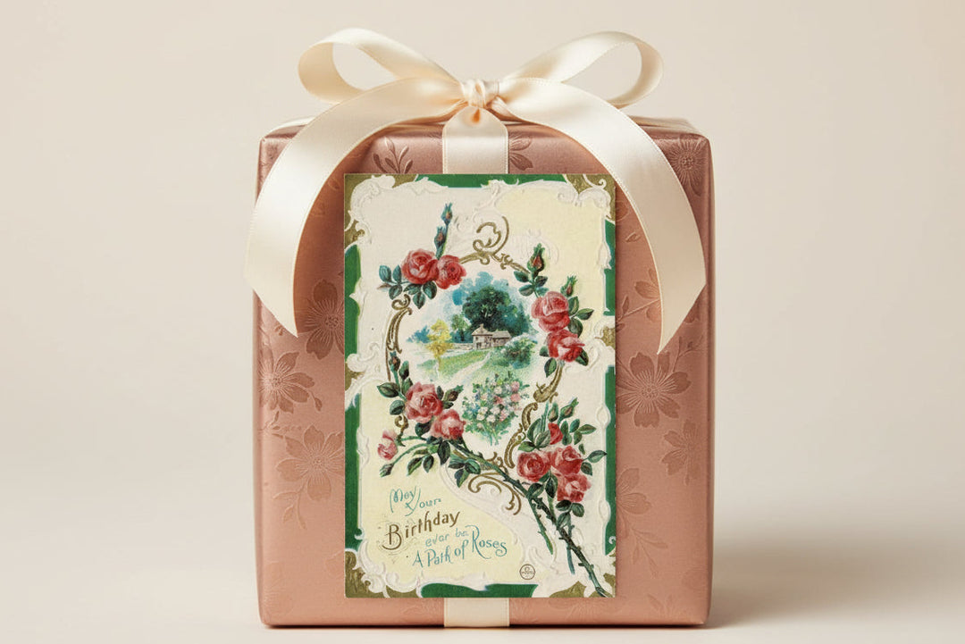 1910 Path of Roses Birthday Postcard