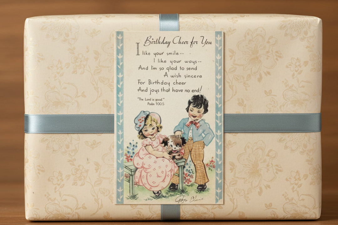 1943 Children's Bible Verse Birthday Postcard