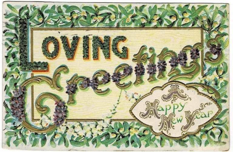 1910 Irish Happy New Year Large Letter Vintage Postcard