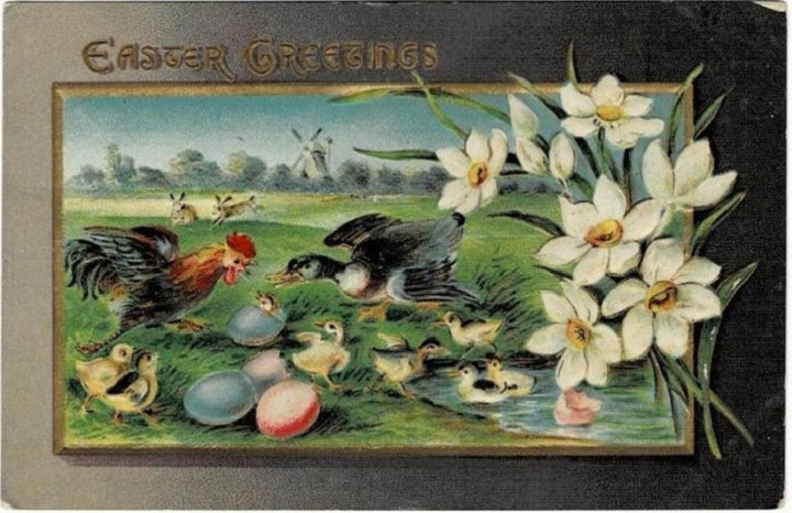 1908 Easter Pastoral Postcard.