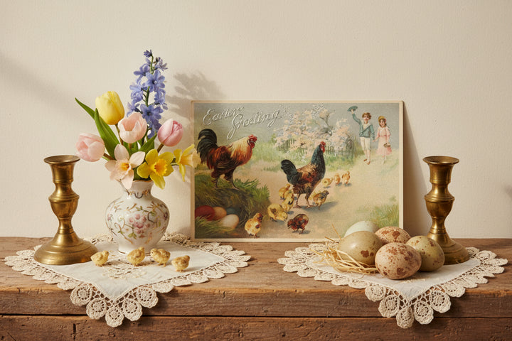 1909 Chicks & Children Bring Easter Greetings Postcard