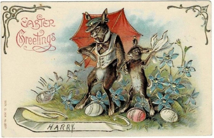 1906 Jackrabbit & Son Easter Postcard (UDB).