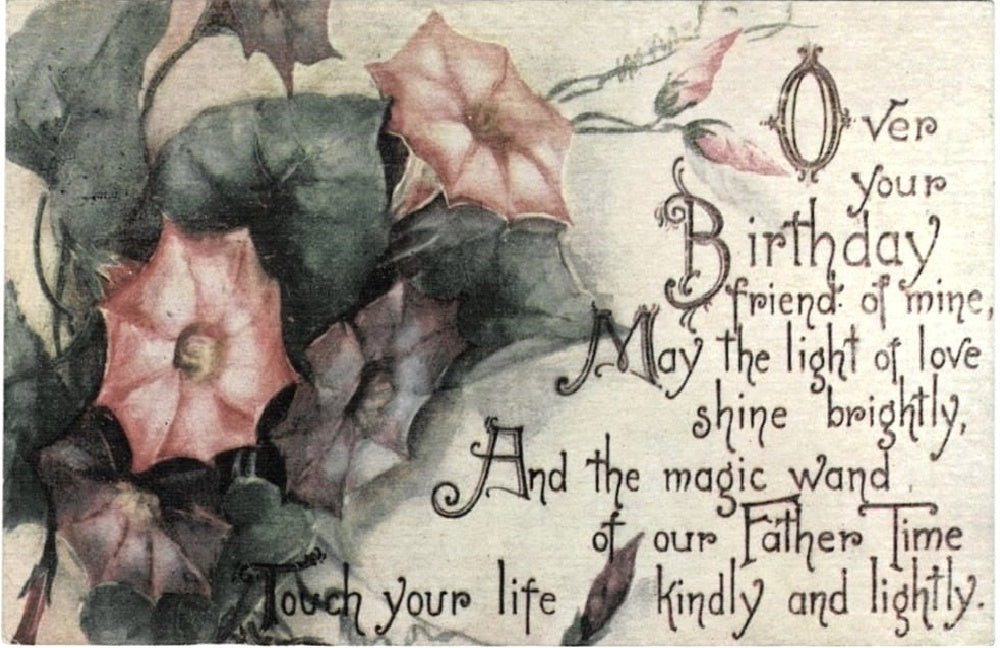 1910 Morning Glory Birthday Rhyme