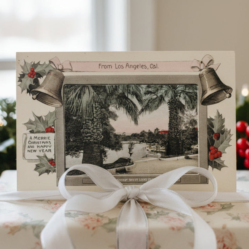 1910 Christmas & New Year ,West Lake Park, Los Angeles, California, Postcard.