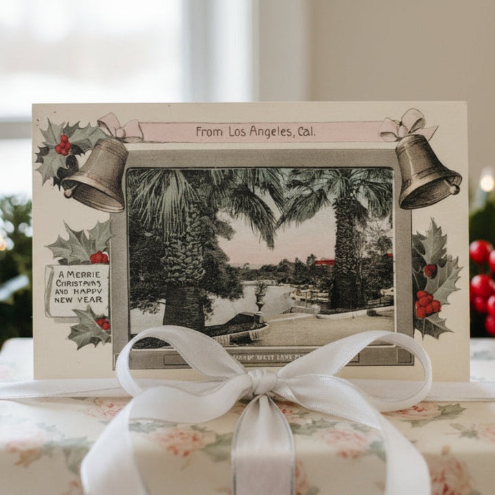 1910 Christmas & New Year ,West Lake Park, Los Angeles, California, Postcard.