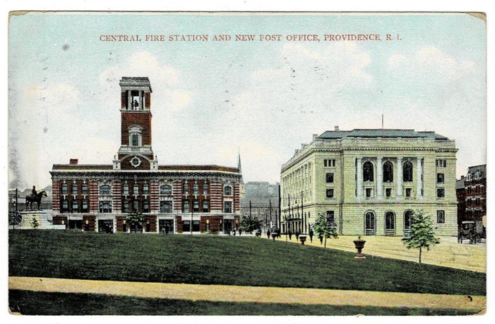 1907 Fire Station Providence Rhode Island Vintage Postcard