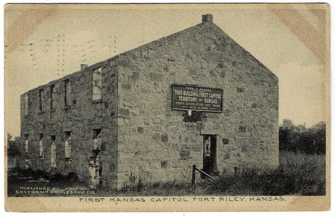 1907 Fort Riley Kansas First State Capitol Vintage Postcard