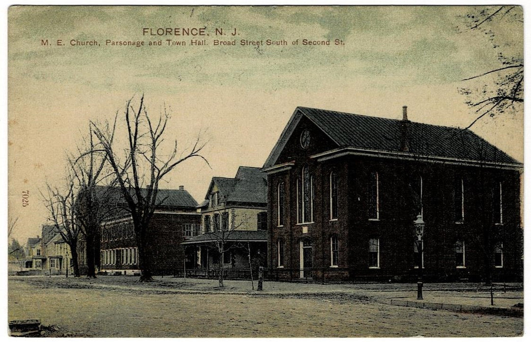 1907 Methodist Church Florence New Jersey Vintage Postcard
