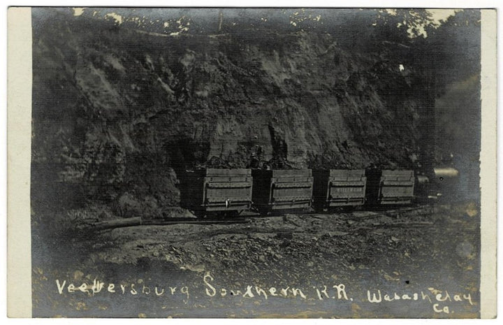 1907 Coal Train Veedersburg Indiana Vintage Postcard RPPC