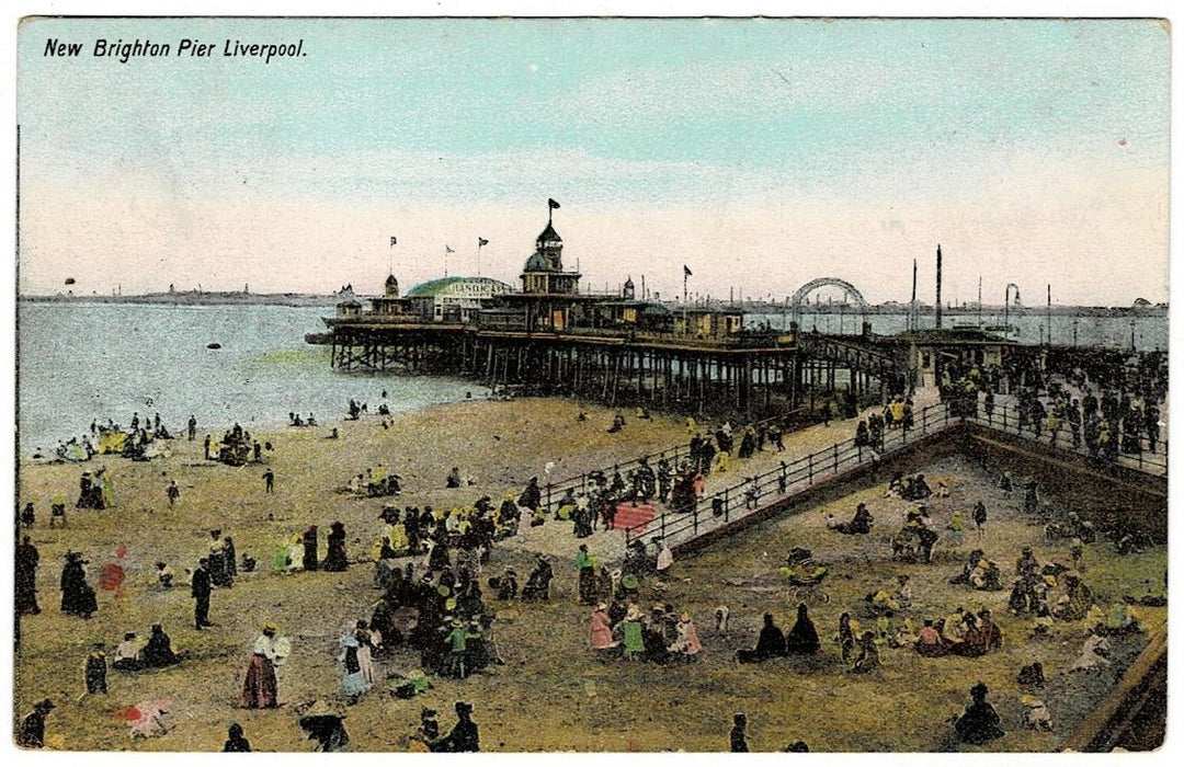 1907 New Brighton Pier Beach Liverpool England Vintage Postcard