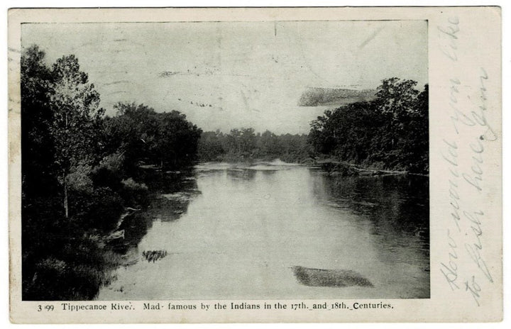 1908 Tippecanoe River Indiana Vintage Postcard