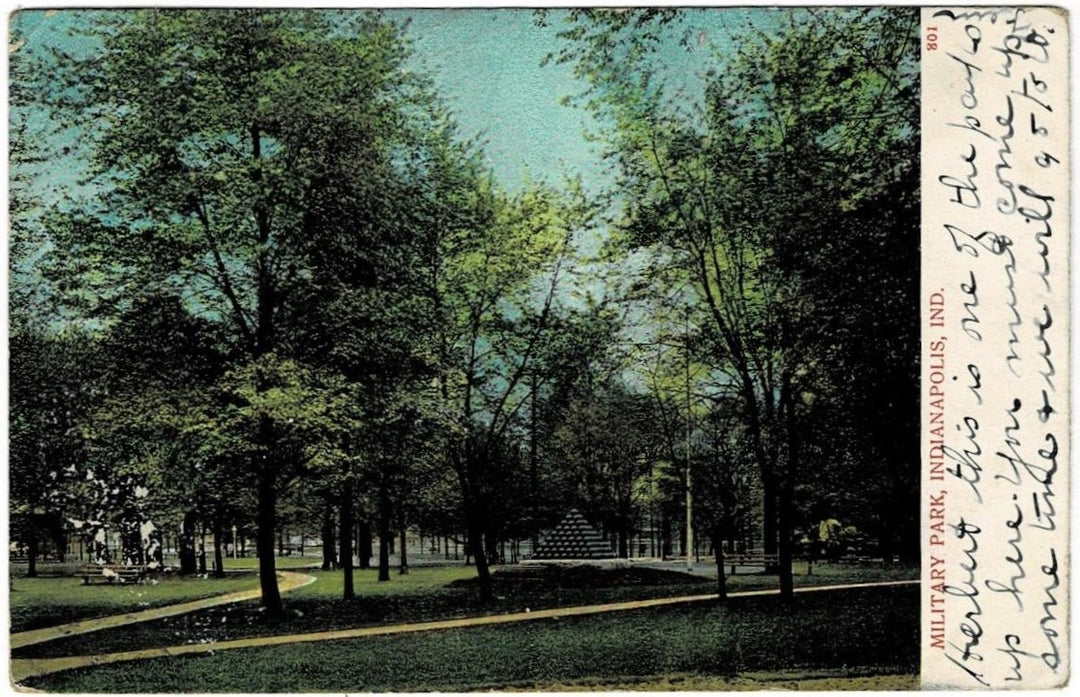 1907 Military Park Indianapolis Indiana Vintage Postcard