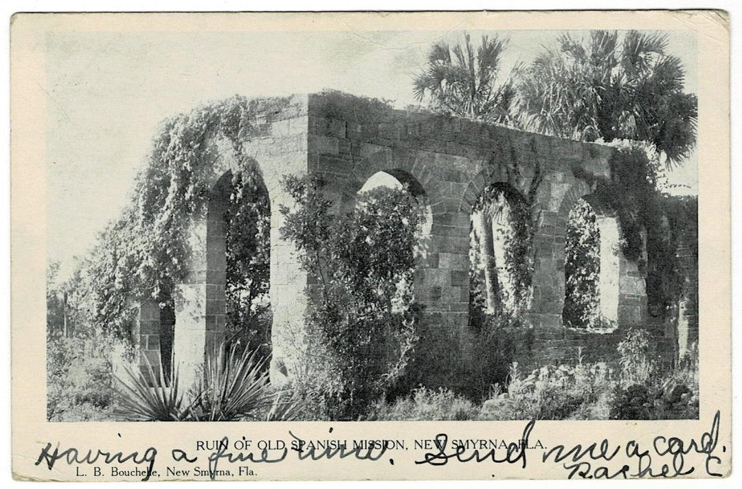 1907 Old Spanish Mission Sugar Mill Smyrna Florida Vintage Postcard