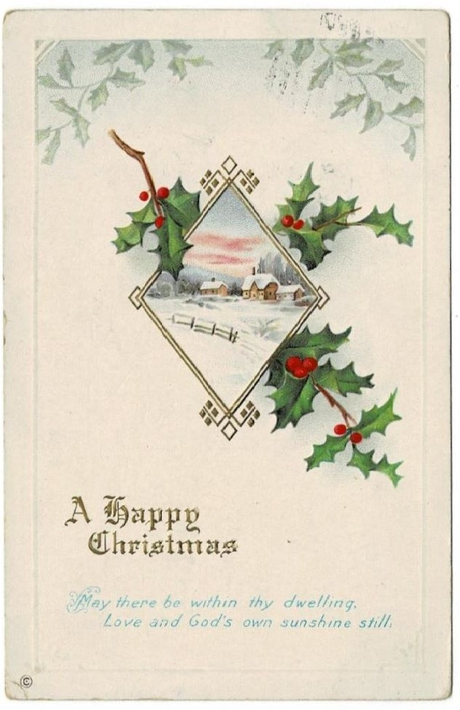 1913 En Plein Air Winter Pastoral Antique Vintage Christmas Postcard.