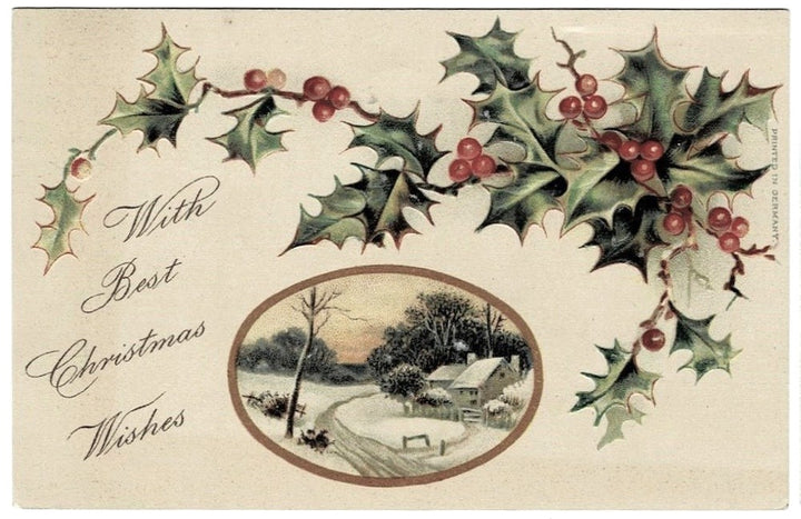 1907 Snowy Country Road at Christmas Postcard.