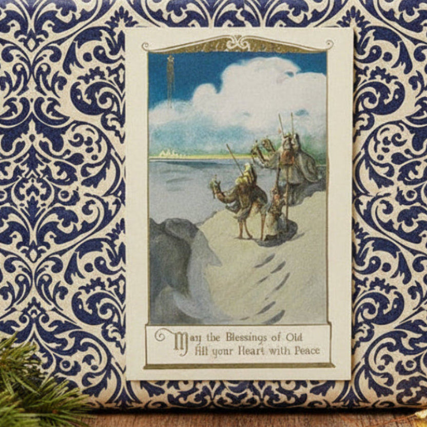 1908 Three Wise Men, the Magi Vintage Christmas Postcard, gift topper.