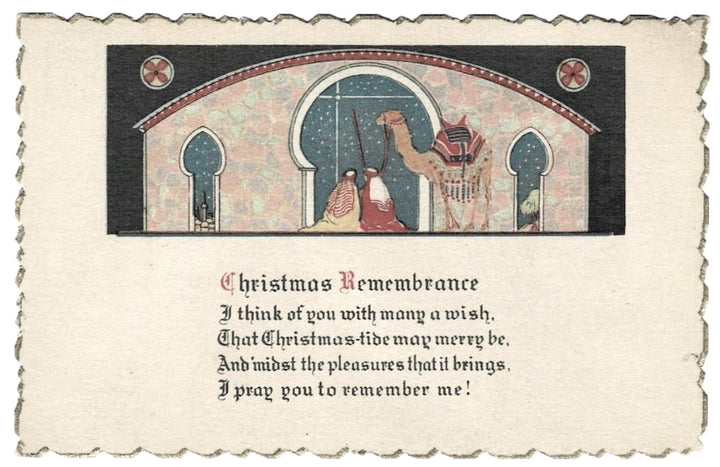 1927 A Moorish Christmas Remembrance Vintage Holiday Postcard.